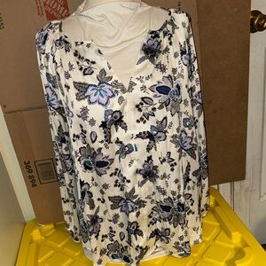 Lane Bryant Floral Blouse - Blue and Black